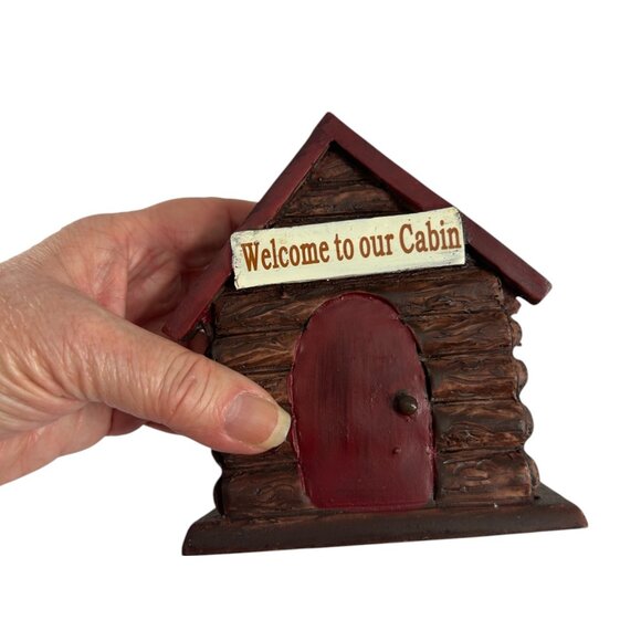 Rustic Welcome to Our Cabin Napkin Holder Log House Lodge Decor Resin - Picture 8 of 8